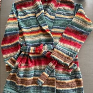 Lauren Ralph Lauren Red and Blue Striped Knit Cardigan